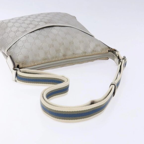 GUCCI GG Canvas Sherry Line Shoulder Bag Silver - Picture 7 of 16